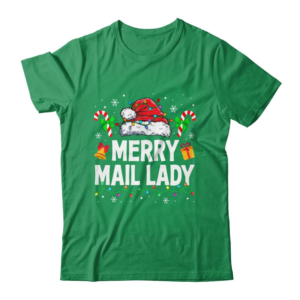 Merry Mail Lady Christmas Santa Postal Worker Mail Carrier Shirt & Sweatshirt | teecentury