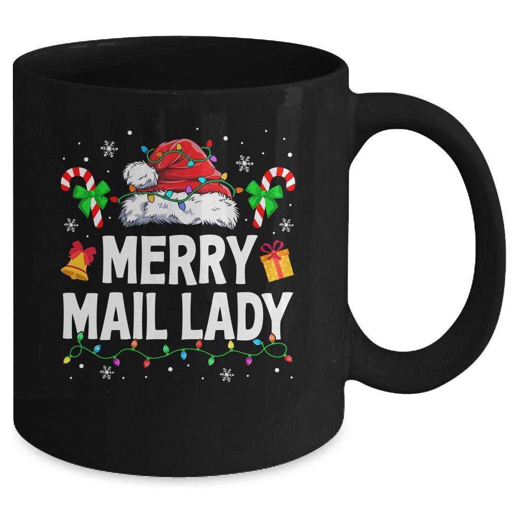 Merry Mail Lady Christmas Santa Postal Worker Mail Carrier Mug | teecentury