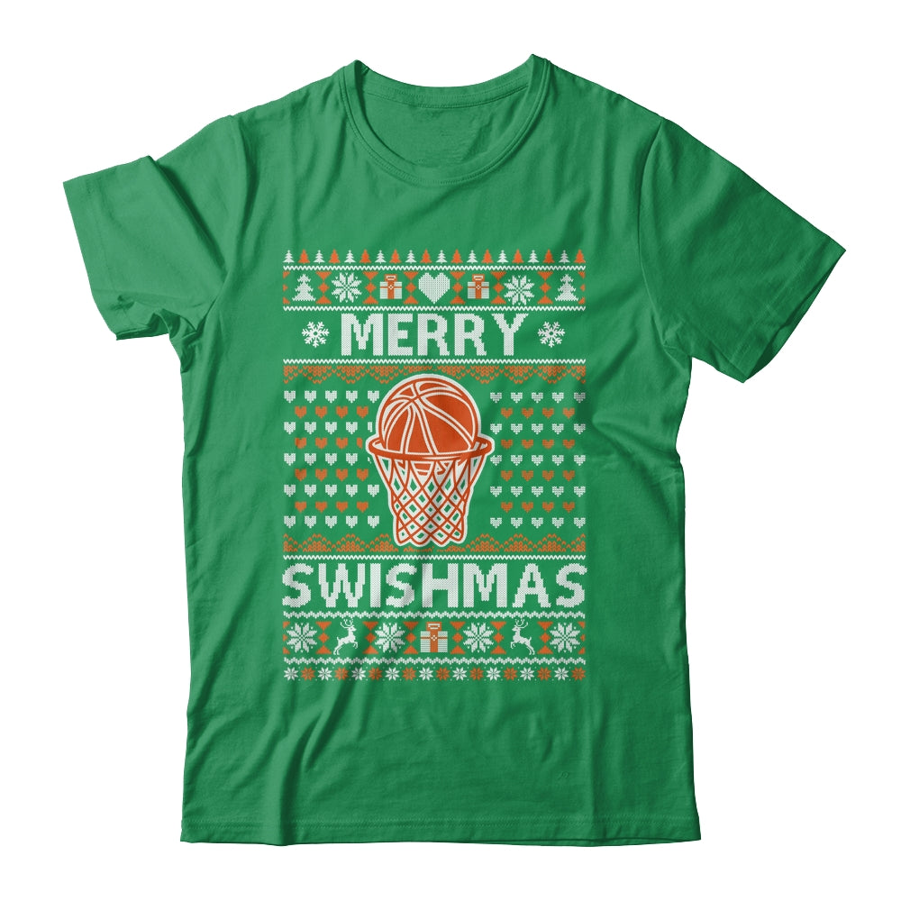 Merry Swishmas Xmas Ugly Christmas Basketball Lover Men Shirt & Sweatshirt | teecentury