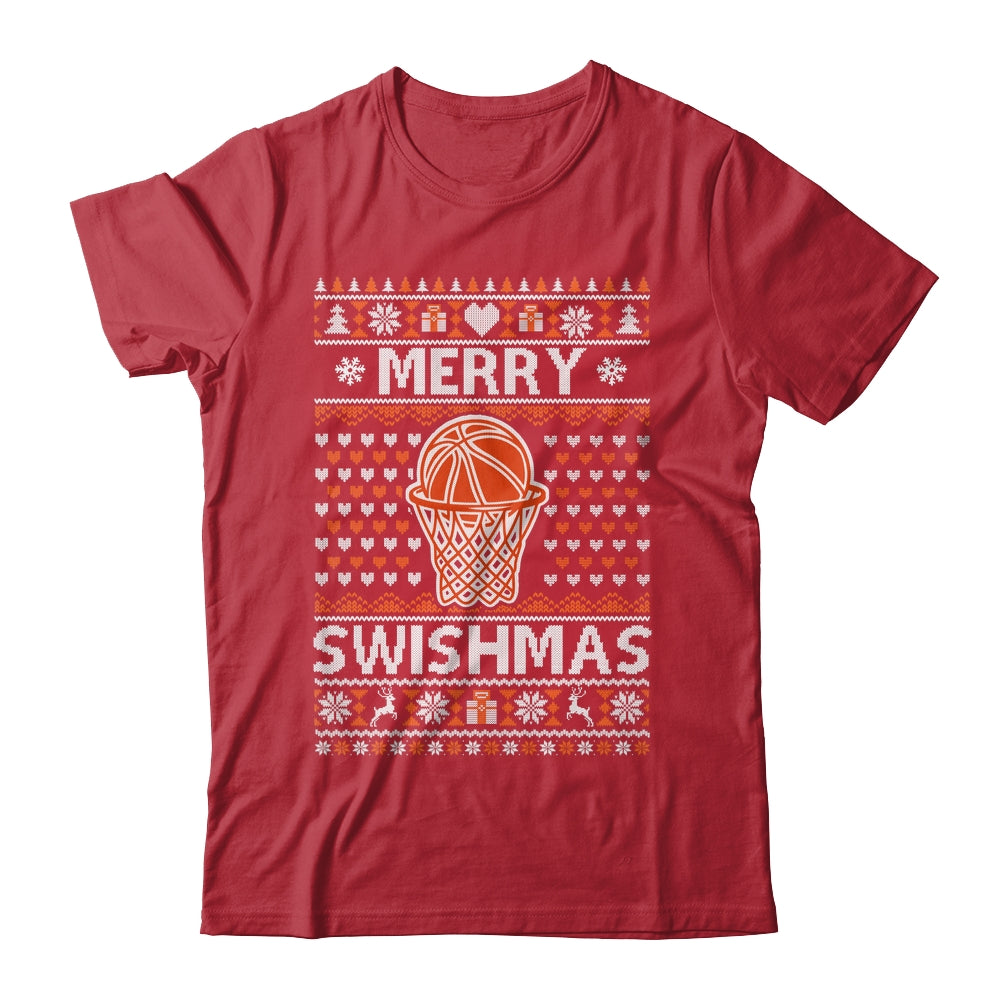 Merry Swishmas Xmas Ugly Christmas Basketball Lover Men Shirt & Sweatshirt | teecentury