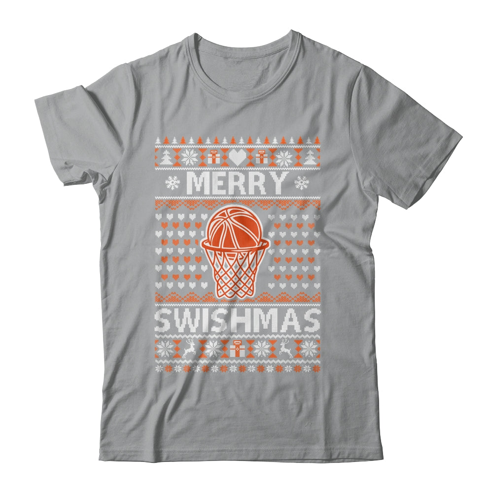 Merry Swishmas Xmas Ugly Christmas Basketball Lover Men Shirt & Sweatshirt | teecentury