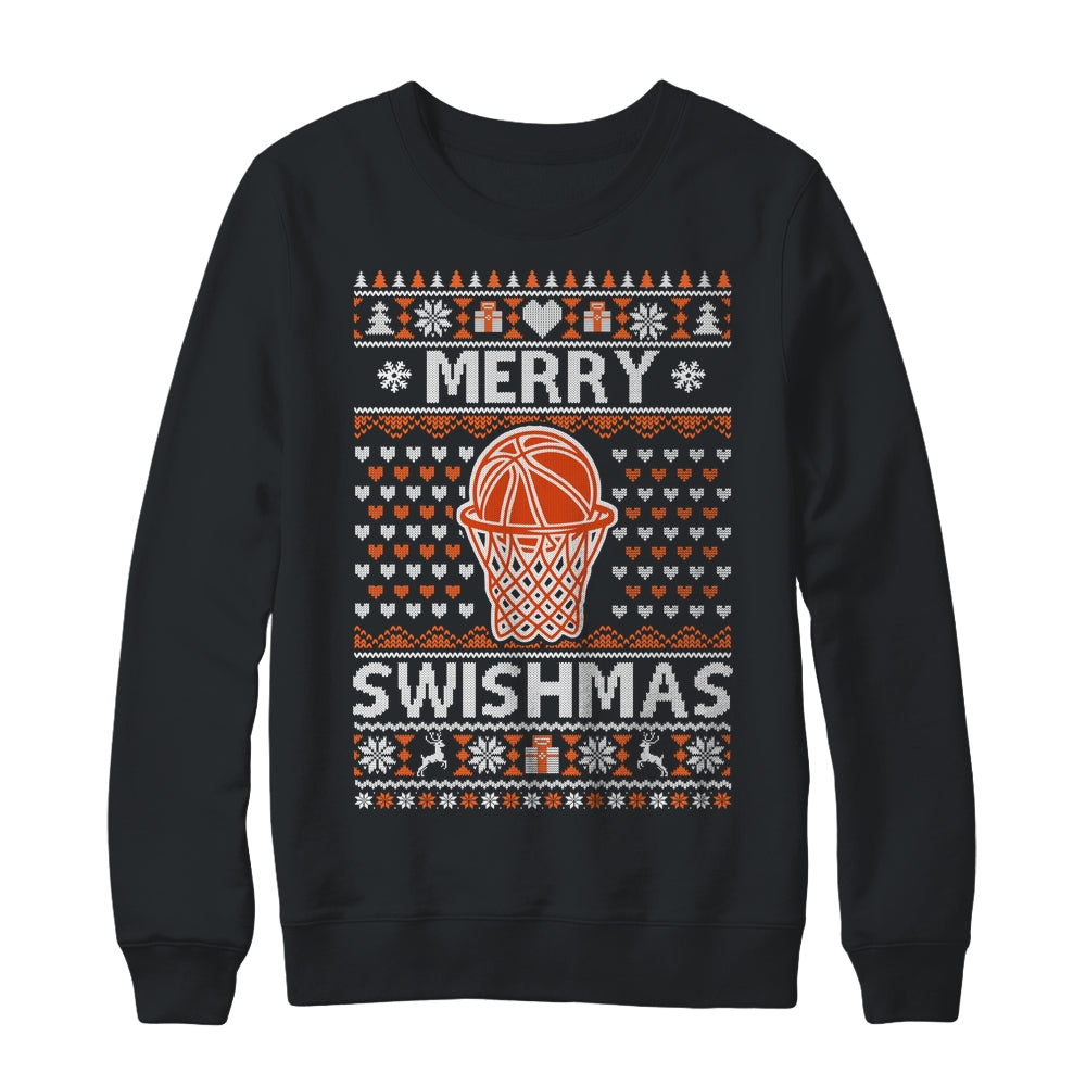 Merry Swishmas Xmas Ugly Christmas Basketball Lover Men Shirt & Sweatshirt | teecentury