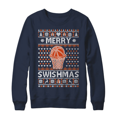 Merry Swishmas Xmas Ugly Christmas Basketball Lover Men Shirt & Sweatshirt | teecentury