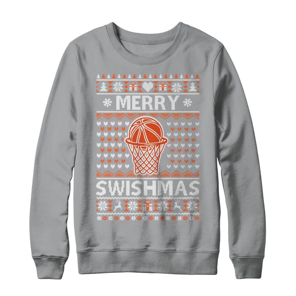 Merry Swishmas Xmas Ugly Christmas Basketball Lover Men Shirt & Sweatshirt | teecentury