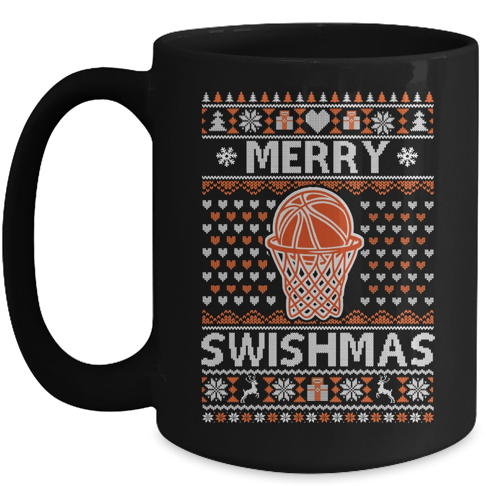 Merry Swishmas Xmas Ugly Christmas Basketball Lover Men Mug | teecentury
