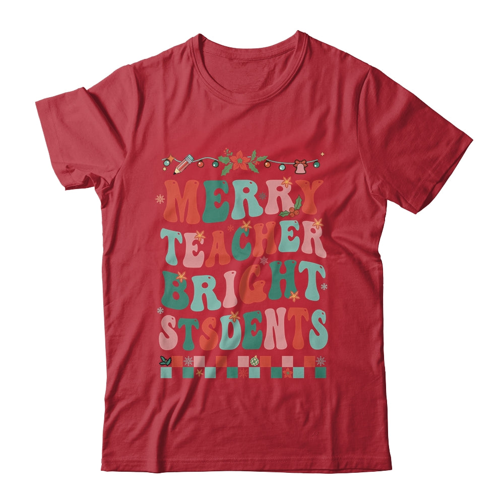 Merry Teacher Bright Student Christmas Teacher Lover Retro Shirt & Sweatshirt | teecentury