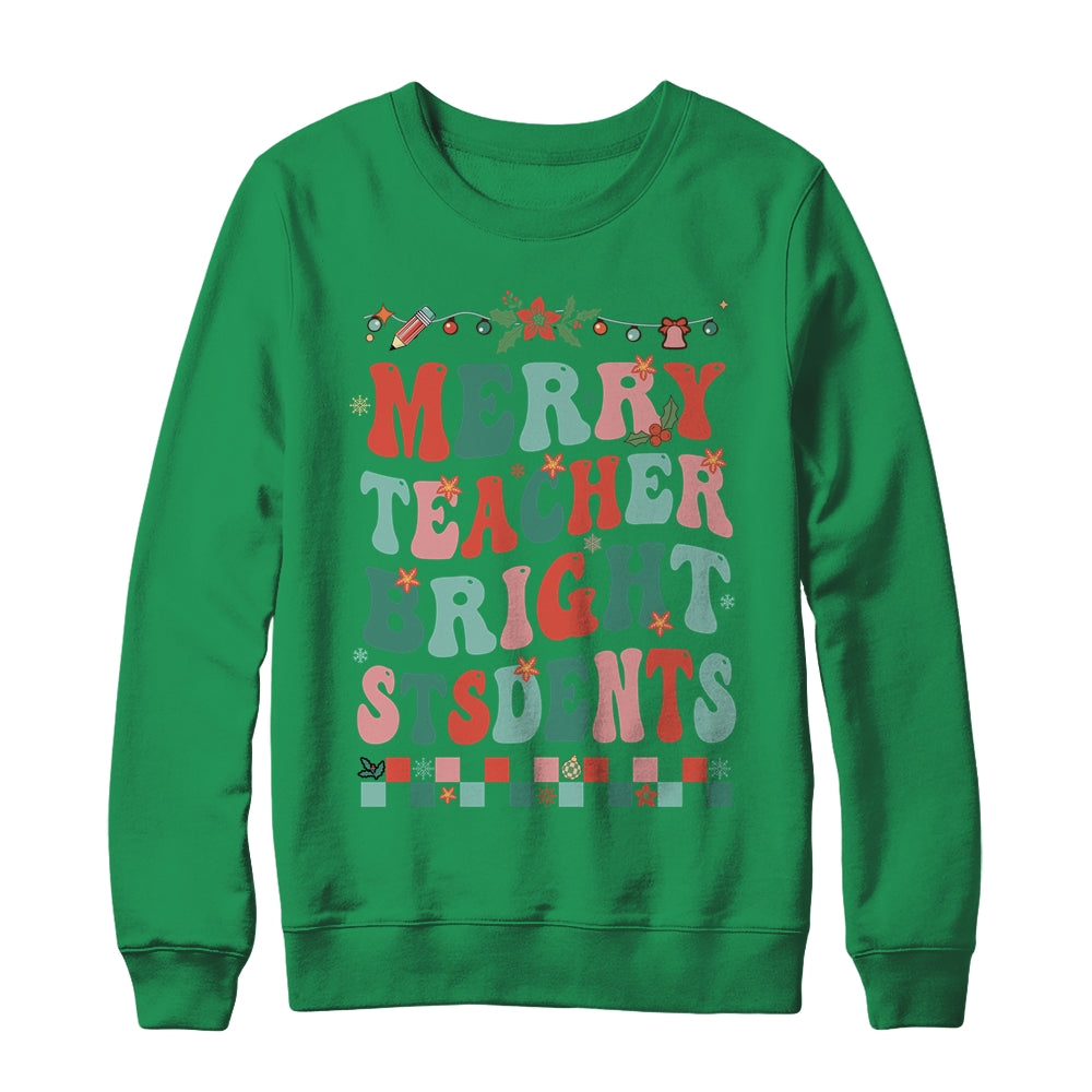 Merry Teacher Bright Student Christmas Teacher Lover Retro Shirt & Sweatshirt | teecentury