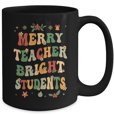 Merry Teacher Bright Students Funny Christmas Teacher Groovy Mug | teecentury