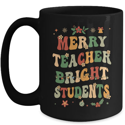 Merry Teacher Bright Students Funny Christmas Teacher Groovy Mug | teecentury