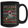 Merry Ugly Christmas Santa Hat Astronaut Riding Rocket Xmas Mug | teecentury