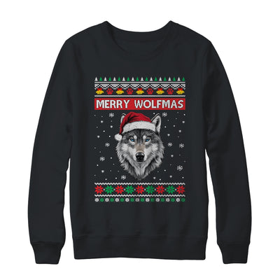 Merry Wolfmas Merry Christmas Ugly Wolf Funny Xmas T-Shirt & Sweatshirt | Teecentury.com