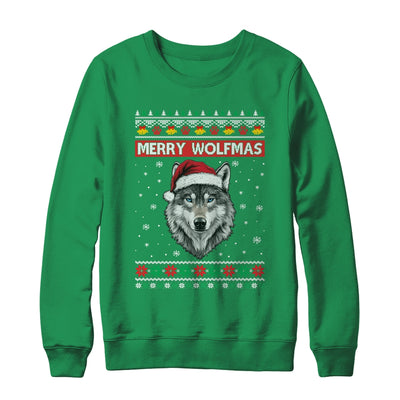 Merry Wolfmas Merry Christmas Ugly Wolf Funny Xmas T-Shirt & Sweatshirt | Teecentury.com