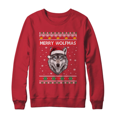 Merry Wolfmas Merry Christmas Ugly Wolf Funny Xmas T-Shirt & Sweatshirt | Teecentury.com