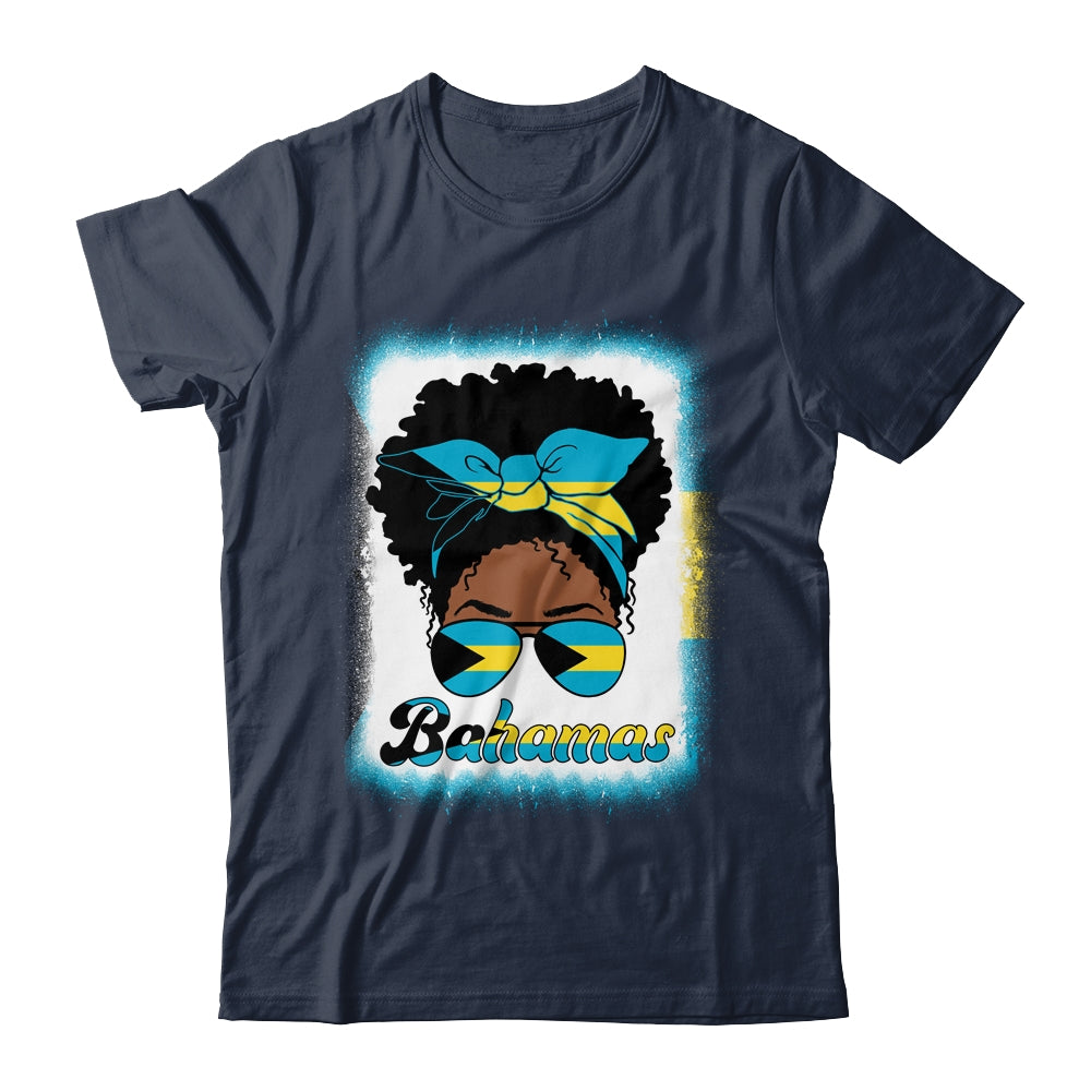 Messy Bun Bahamian Bahamas Flag Womens Woman Girl Shirt & Tank Top | teecentury