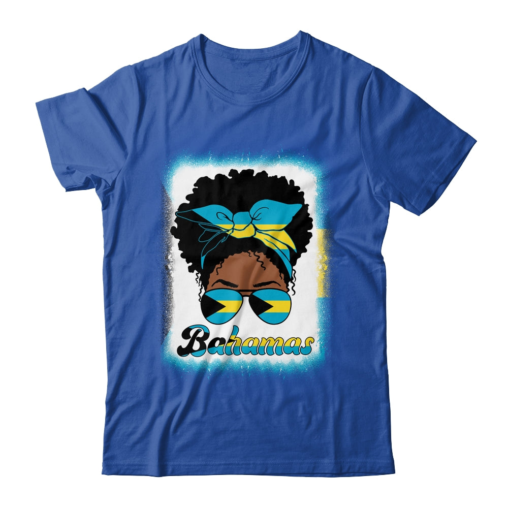 Messy Bun Bahamian Bahamas Flag Womens Woman Girl Shirt & Tank Top | teecentury