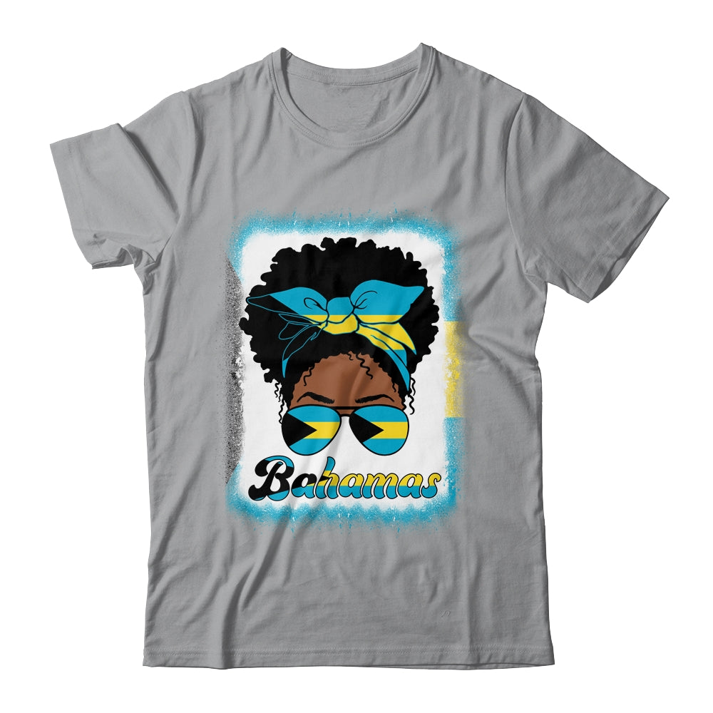 Messy Bun Bahamian Bahamas Flag Womens Woman Girl Shirt & Tank Top | teecentury