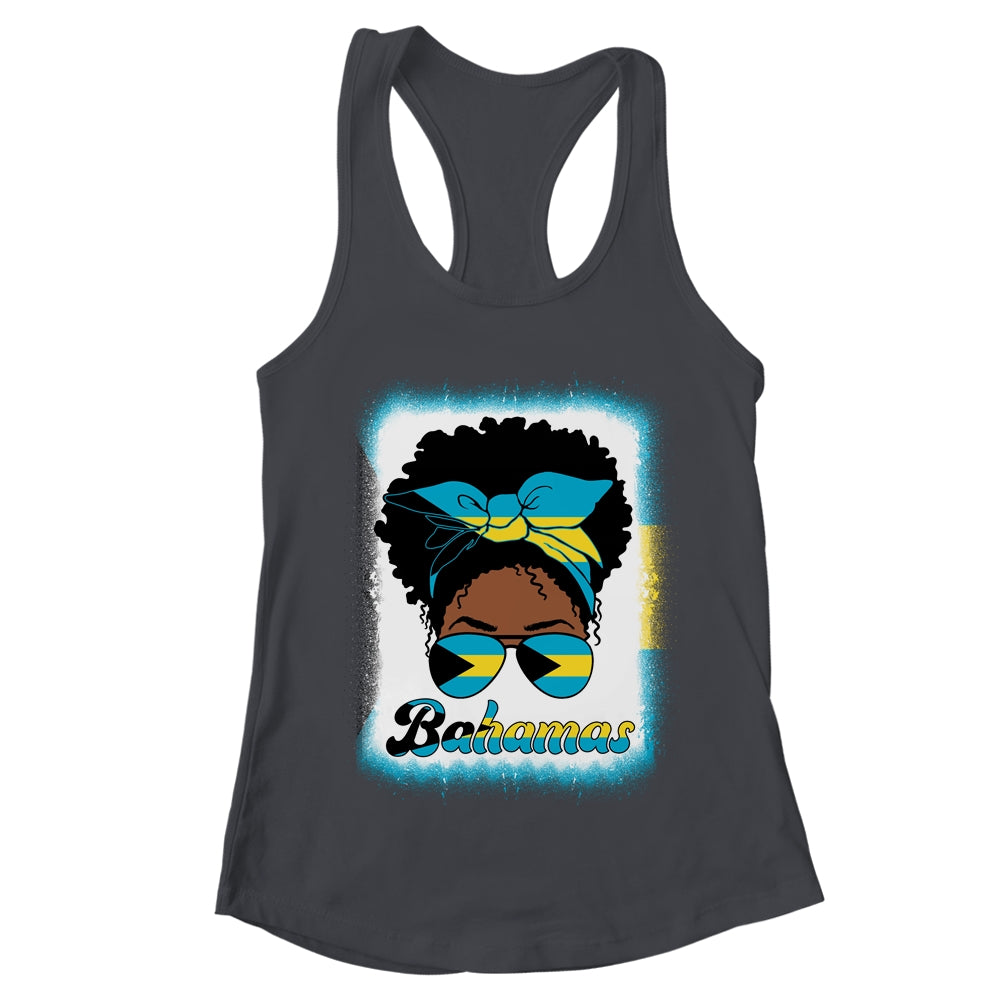 Messy Bun Bahamian Bahamas Flag Womens Woman Girl Shirt & Tank Top | teecentury