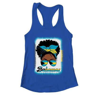 Messy Bun Bahamian Bahamas Flag Womens Woman Girl Shirt & Tank Top | teecentury