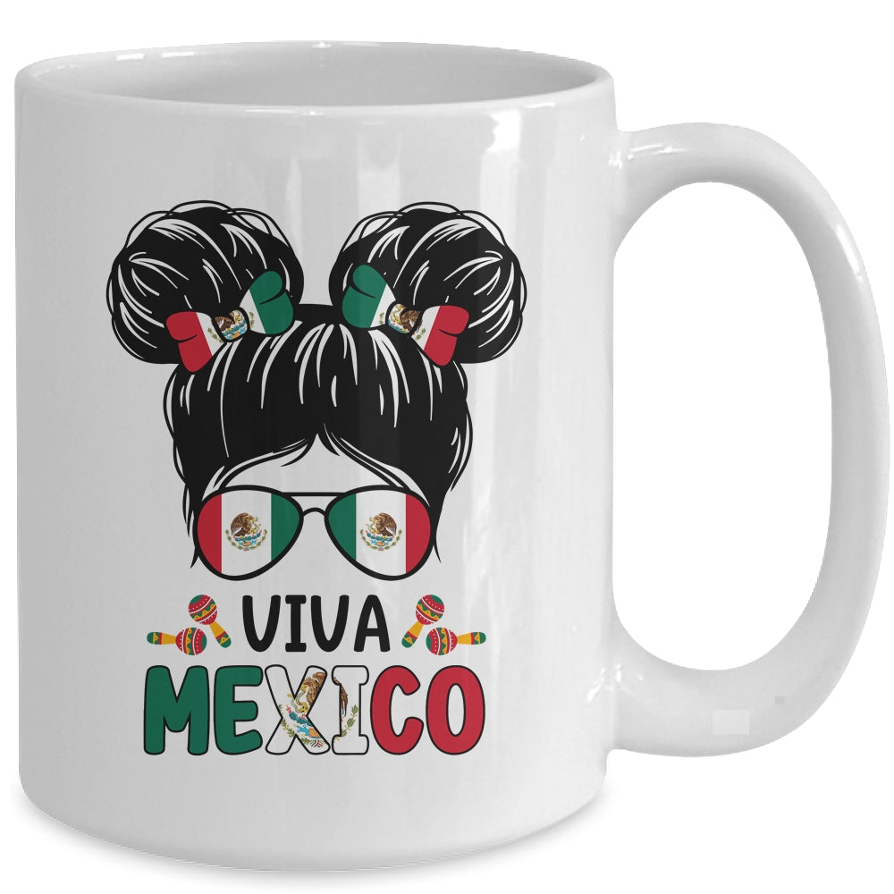 Mexican Independence Funny Viva Mexico Messy Bun Hair Kids Mug | teecentury