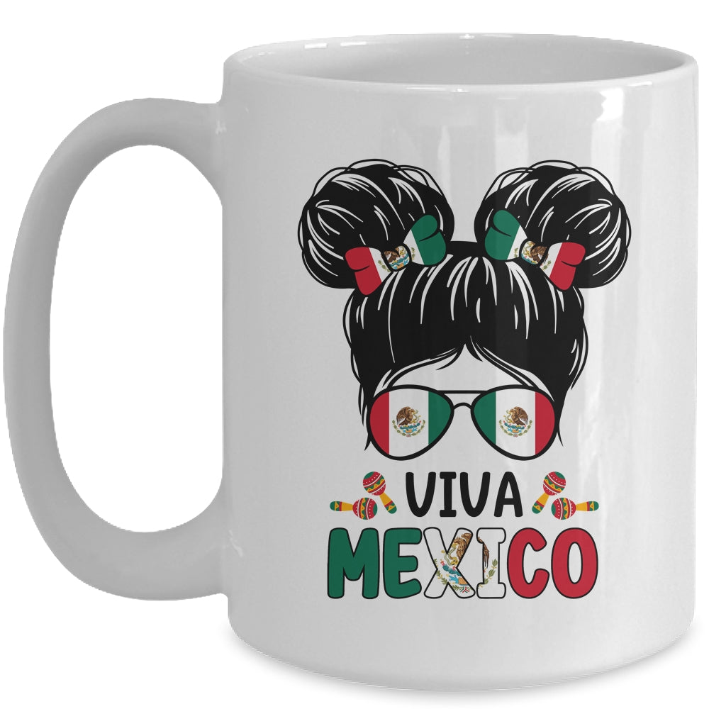 Mexican Independence Funny Viva Mexico Messy Bun Hair Kids Mug | teecentury