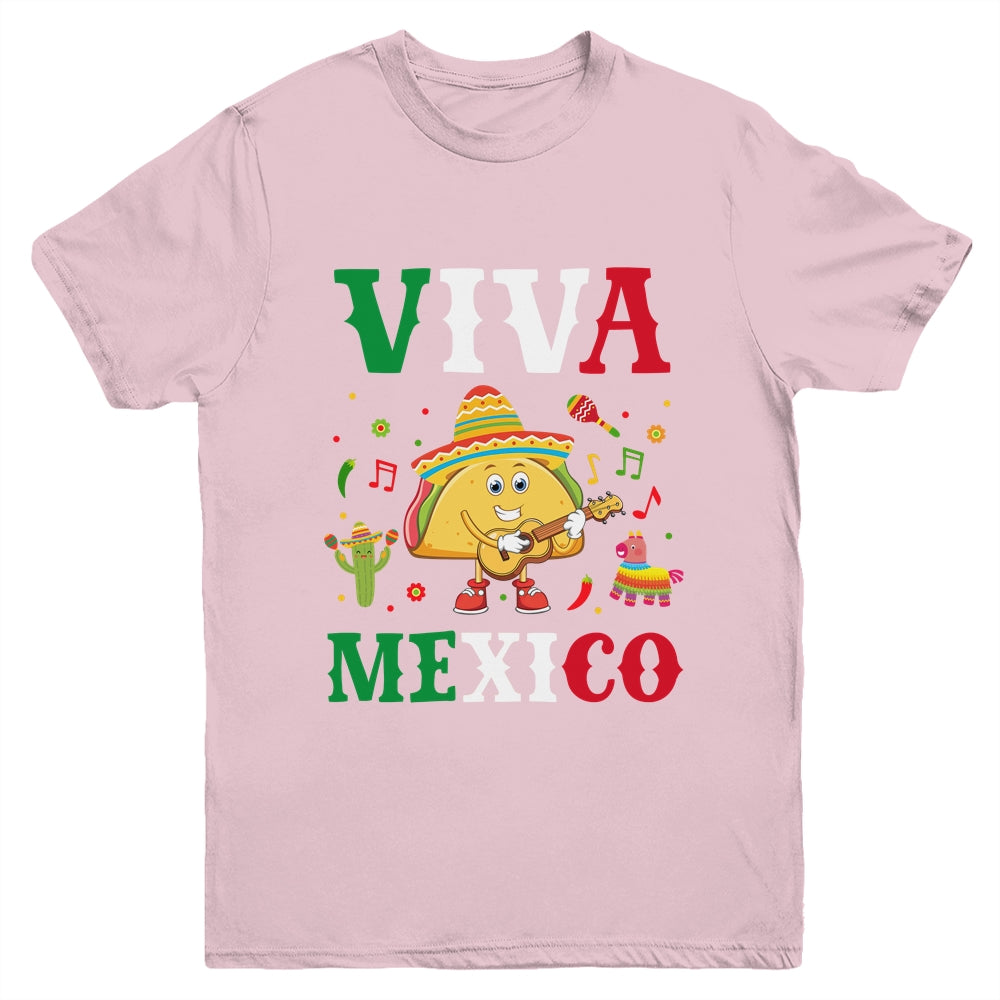 Mexican Viva Mexico Independence Day Flag Taco Kids Women Youth Shirt | teecentury