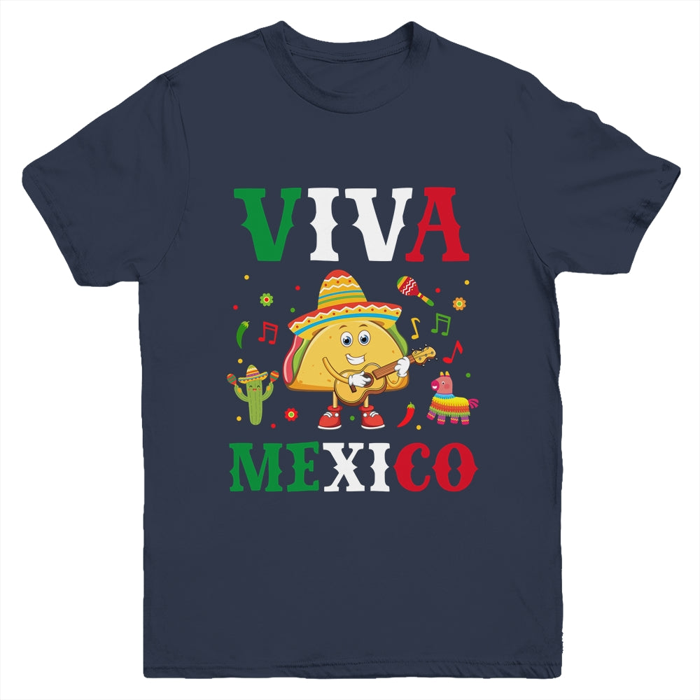 Mexican Viva Mexico Independence Day Flag Taco Kids Women Youth Shirt | teecentury