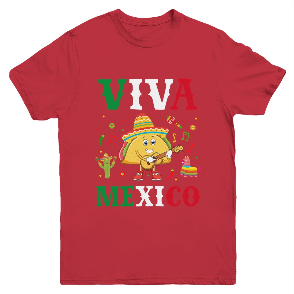 Mexican Viva Mexico Independence Day Flag Taco Kids Women Youth Shirt | teecentury