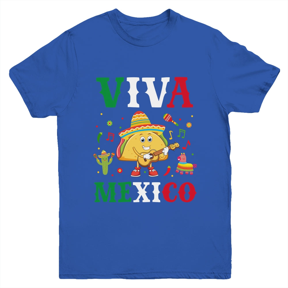 Mexican Viva Mexico Independence Day Flag Taco Kids Women Youth Shirt | teecentury