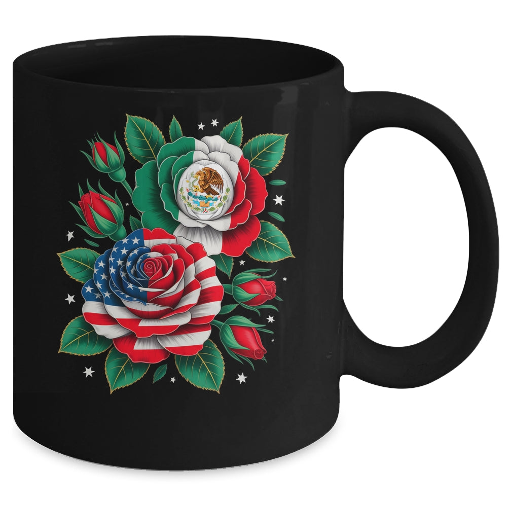 Mexico Mexican Flag USA American Flag Rose Flower Mexicana Mug | teecentury