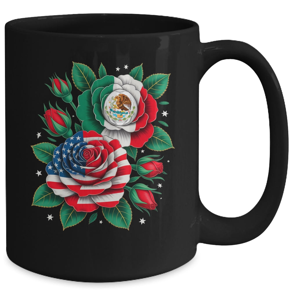 Mexico Mexican Flag USA American Flag Rose Flower Mexicana Mug | teecentury