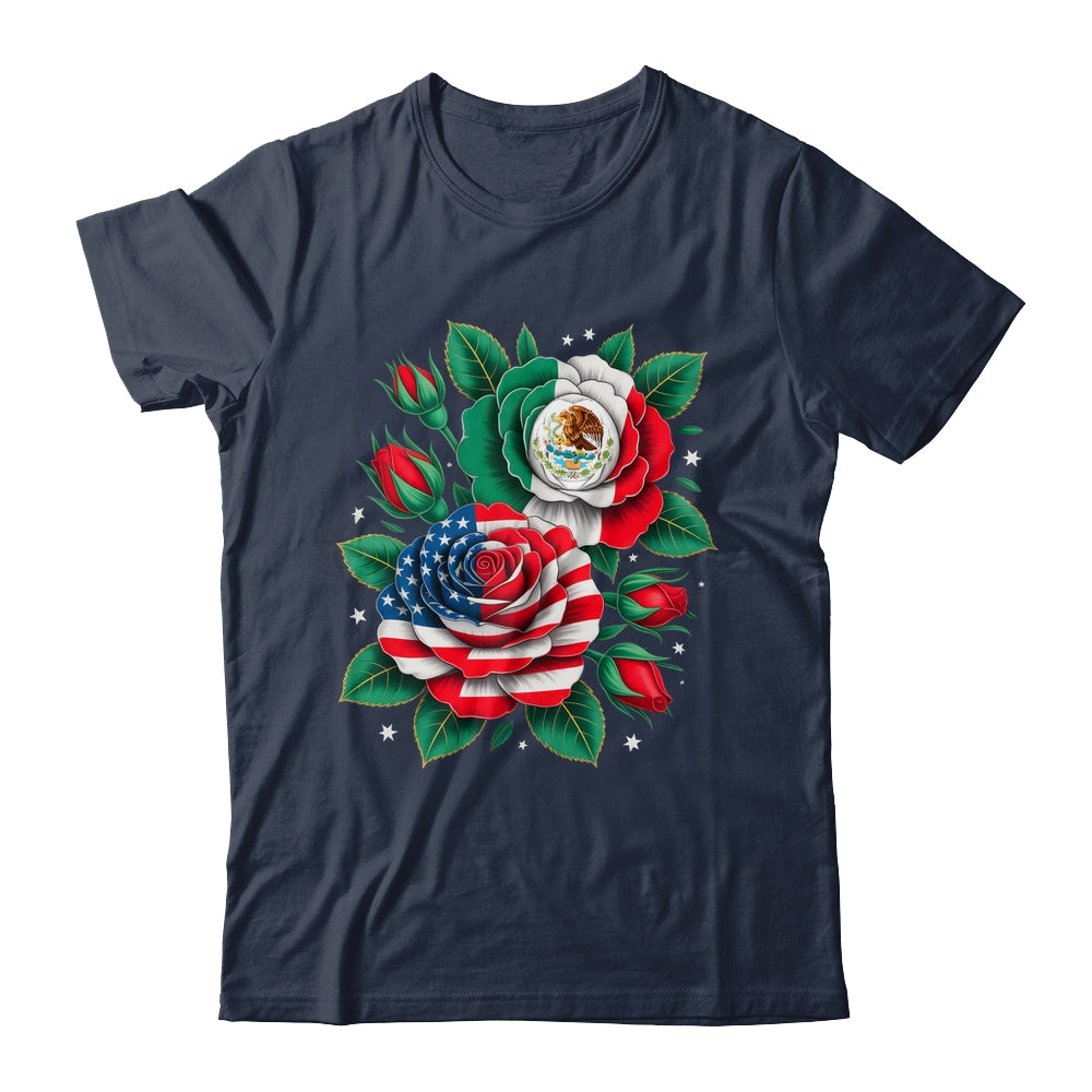 Mexico Mexican Flag USA American Flag Rose Flower Mexicana Shirt & Tank Top | teecentury