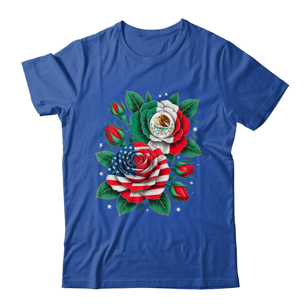 Mexico Mexican Flag USA American Flag Rose Flower Mexicana Shirt & Tank Top | teecentury
