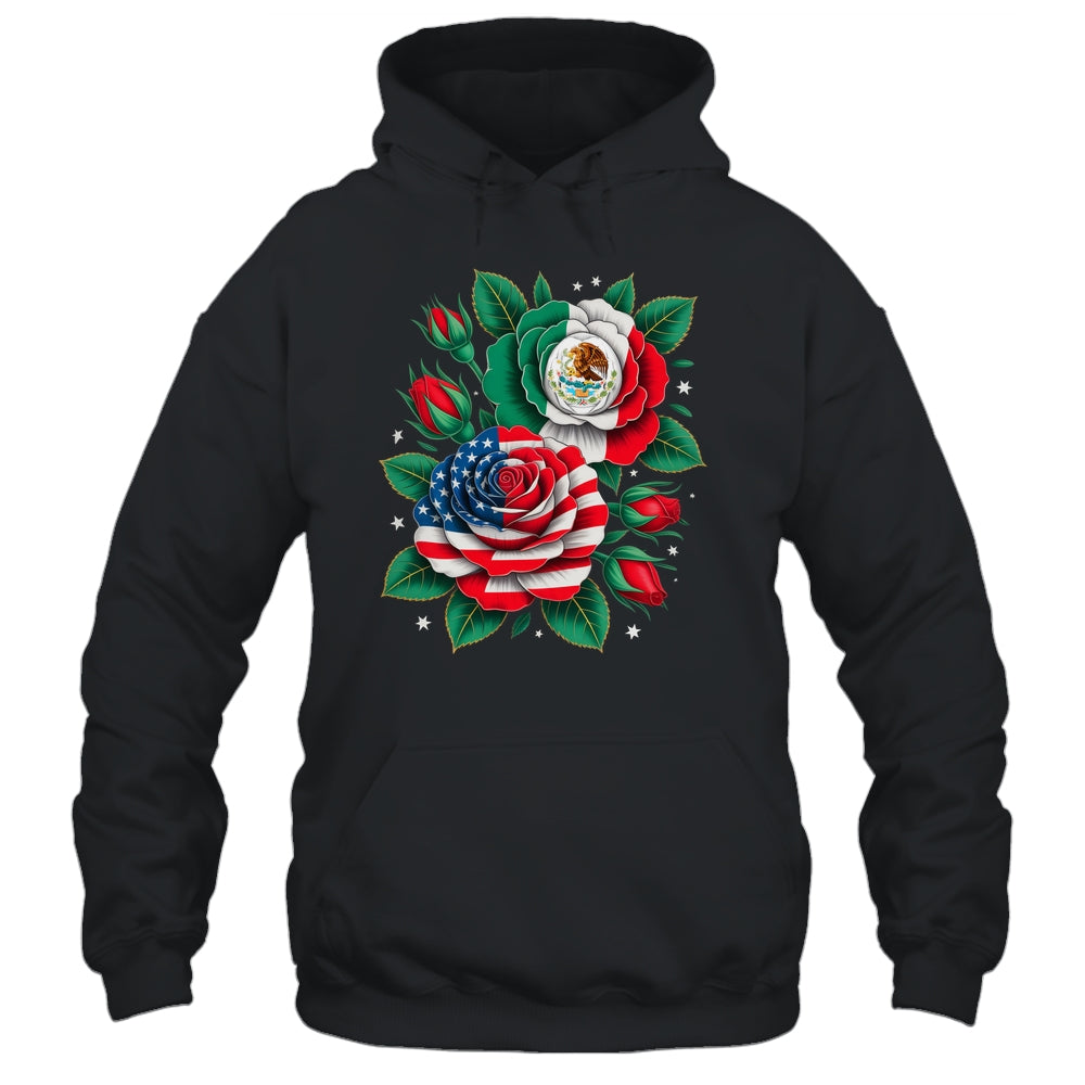 Mexico Mexican Flag USA American Flag Rose Flower Mexicana Shirt & Tank Top | teecentury