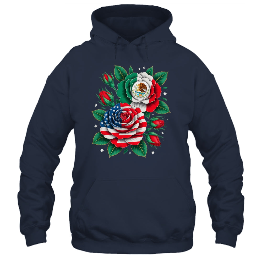 Mexico Mexican Flag USA American Flag Rose Flower Mexicana Shirt & Tank Top | teecentury