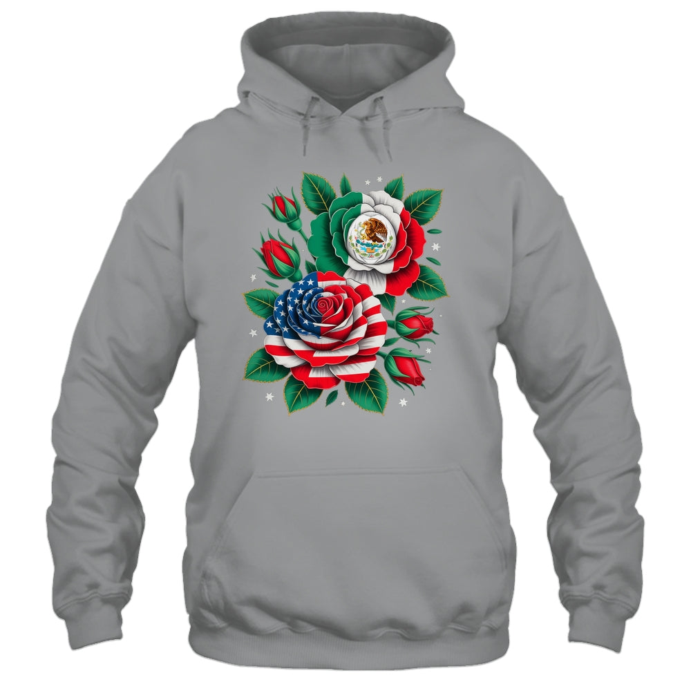 Mexico Mexican Flag USA American Flag Rose Flower Mexicana Shirt & Tank Top | teecentury