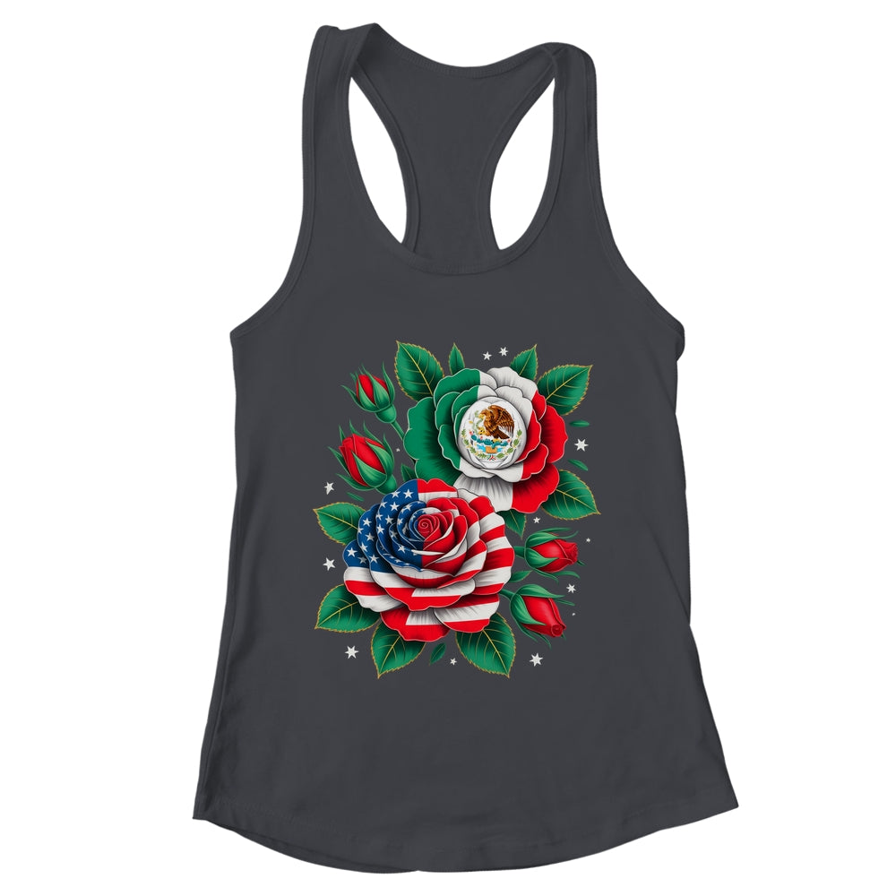 Mexico Mexican Flag USA American Flag Rose Flower Mexicana Shirt & Tank Top | teecentury