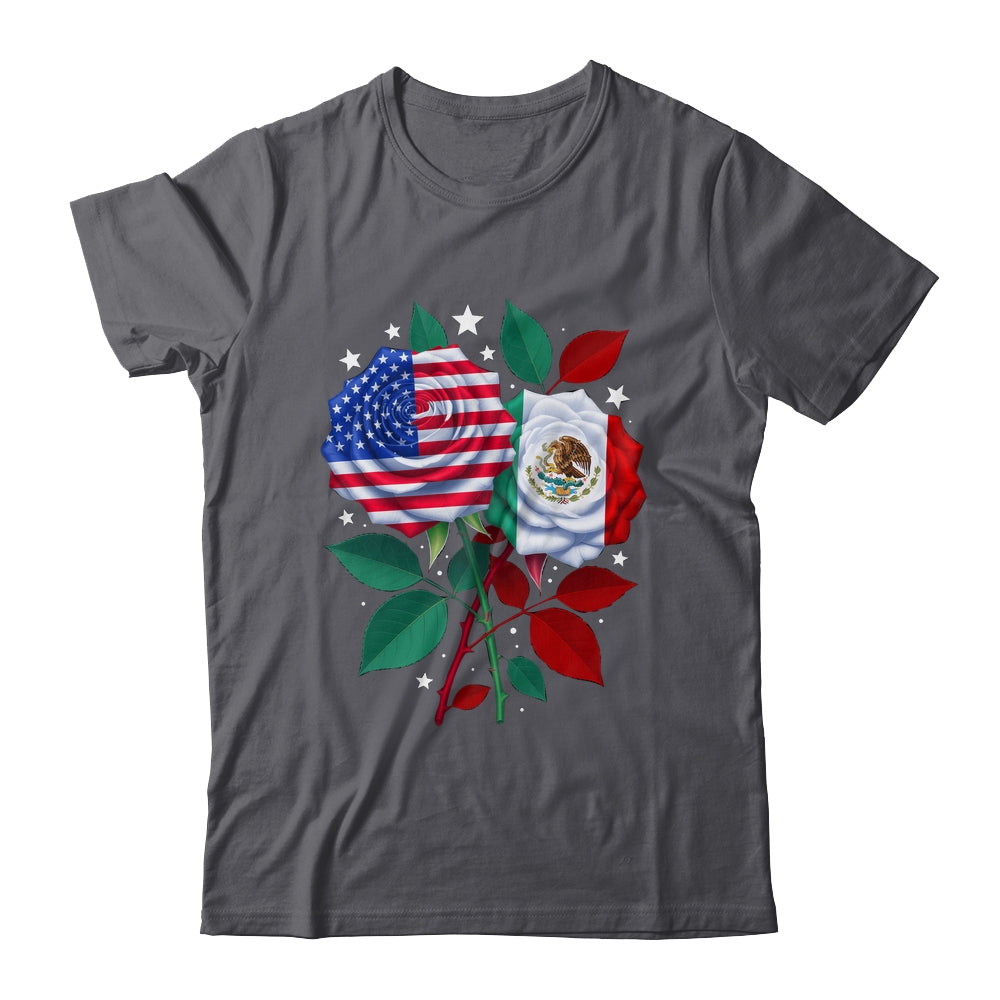 Mexico USA Flag Mexican Flag American Rose Flower Shirt & Hoodie | teecentury