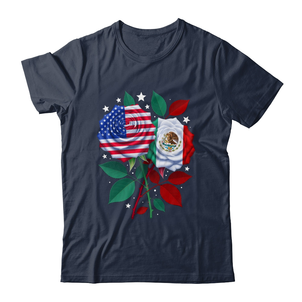 Mexico USA Flag Mexican Flag American Rose Flower Shirt & Hoodie | teecentury
