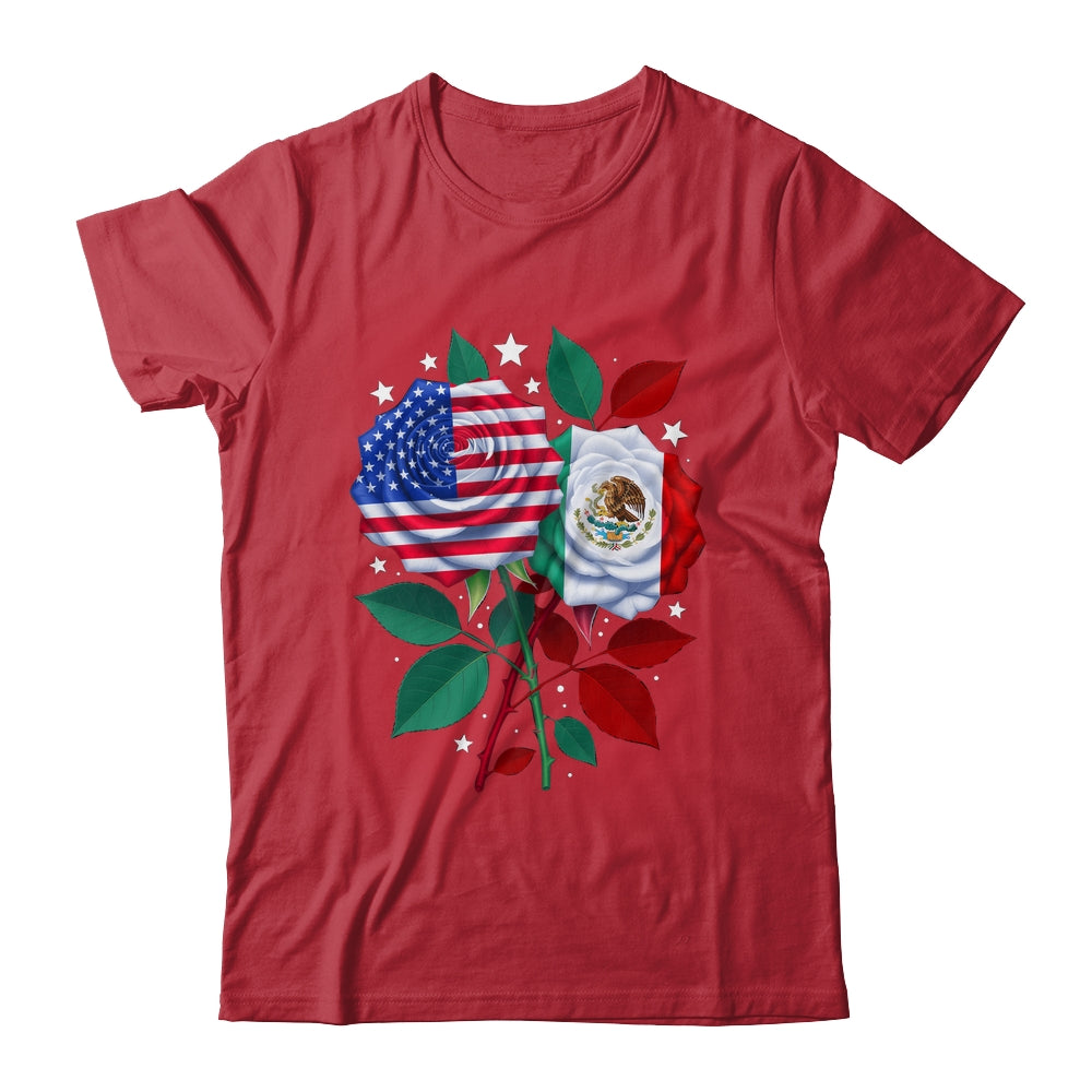 Mexico USA Flag Mexican Flag American Rose Flower Shirt & Hoodie | teecentury