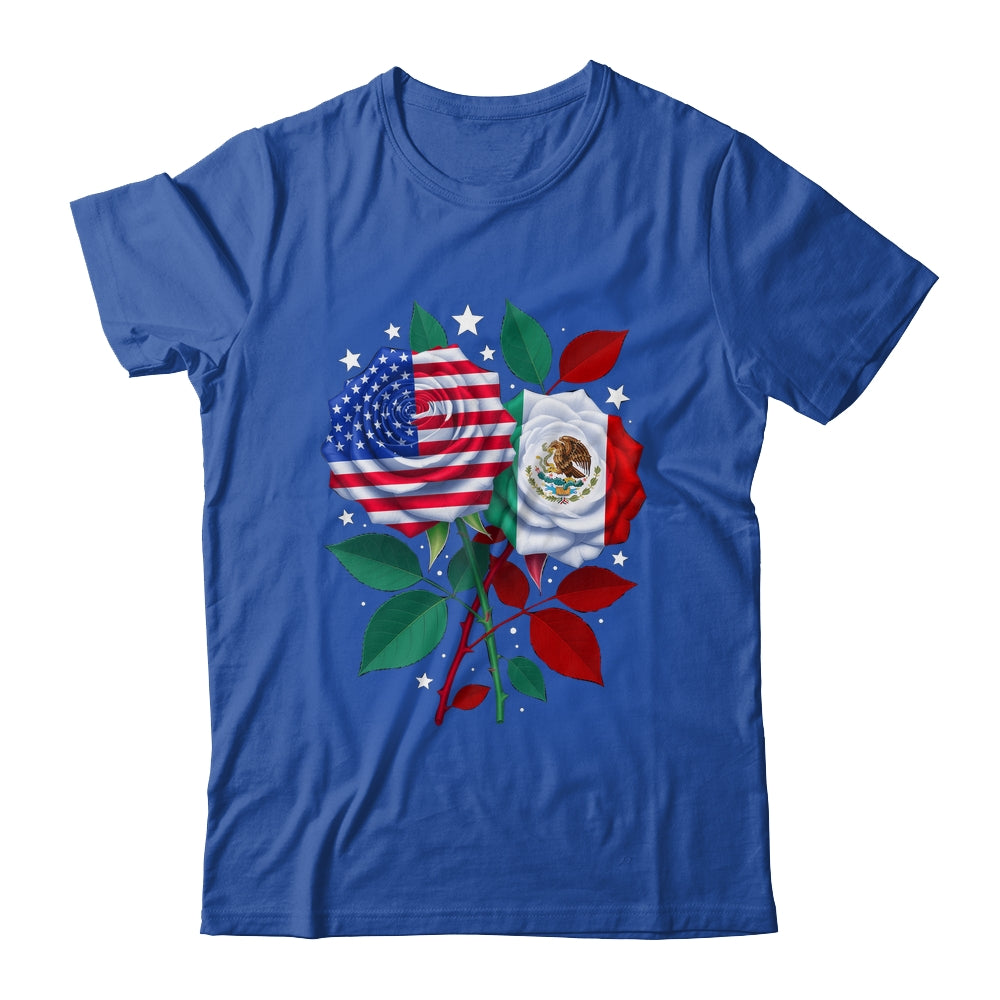 Mexico USA Flag Mexican Flag American Rose Flower Shirt & Hoodie | teecentury