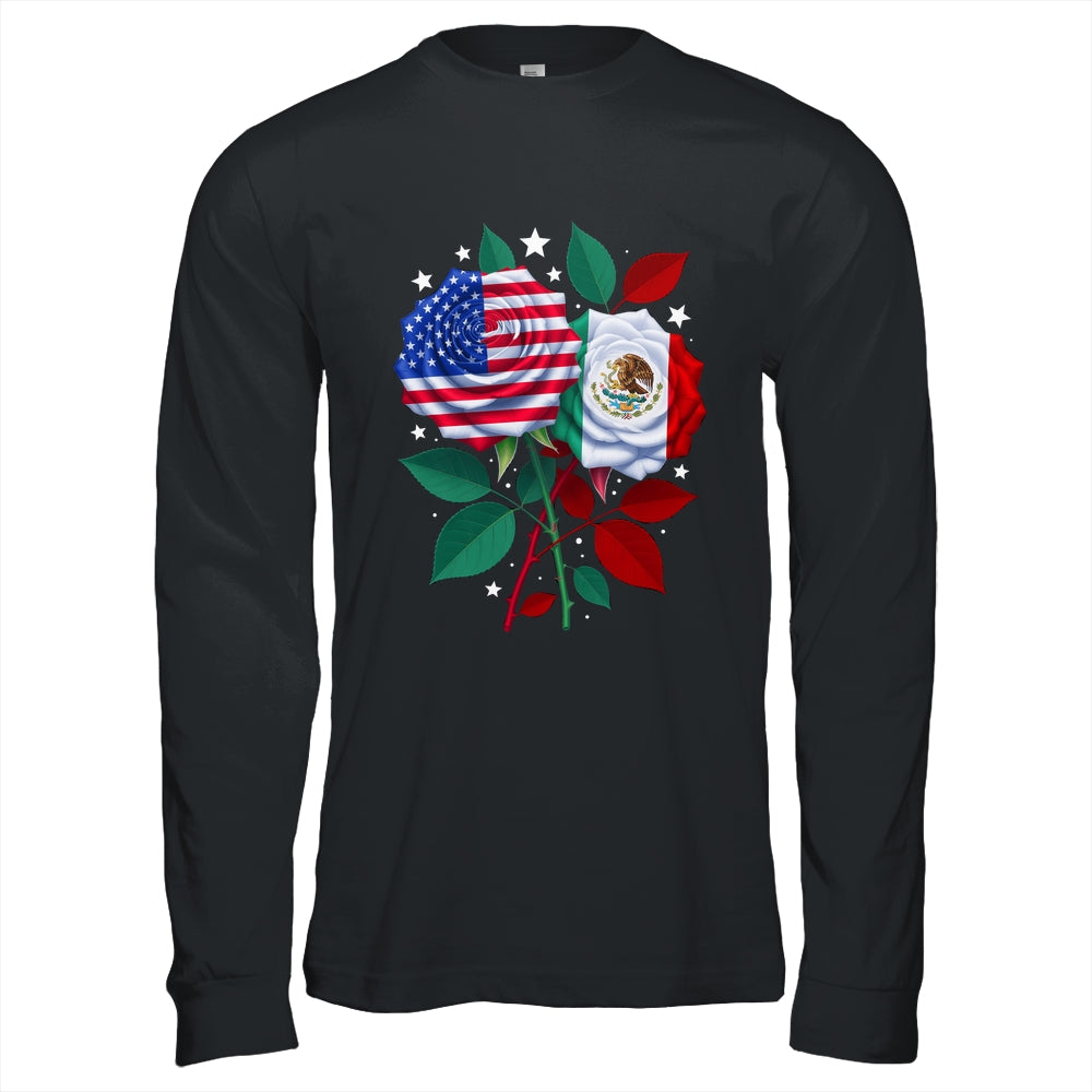 Mexico USA Flag Mexican Flag American Rose Flower Shirt & Hoodie | teecentury