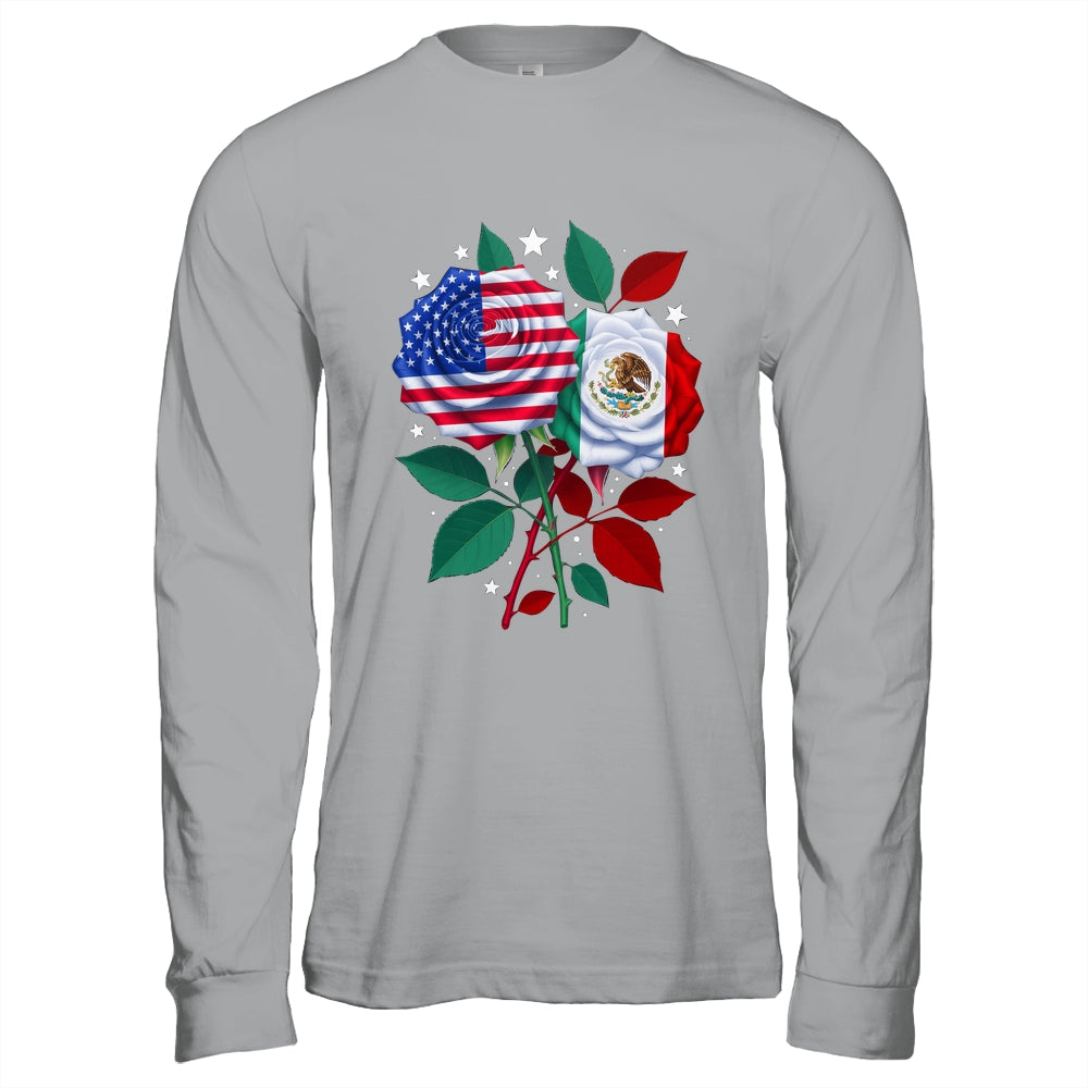 Mexico USA Flag Mexican Flag American Rose Flower Shirt & Hoodie | teecentury