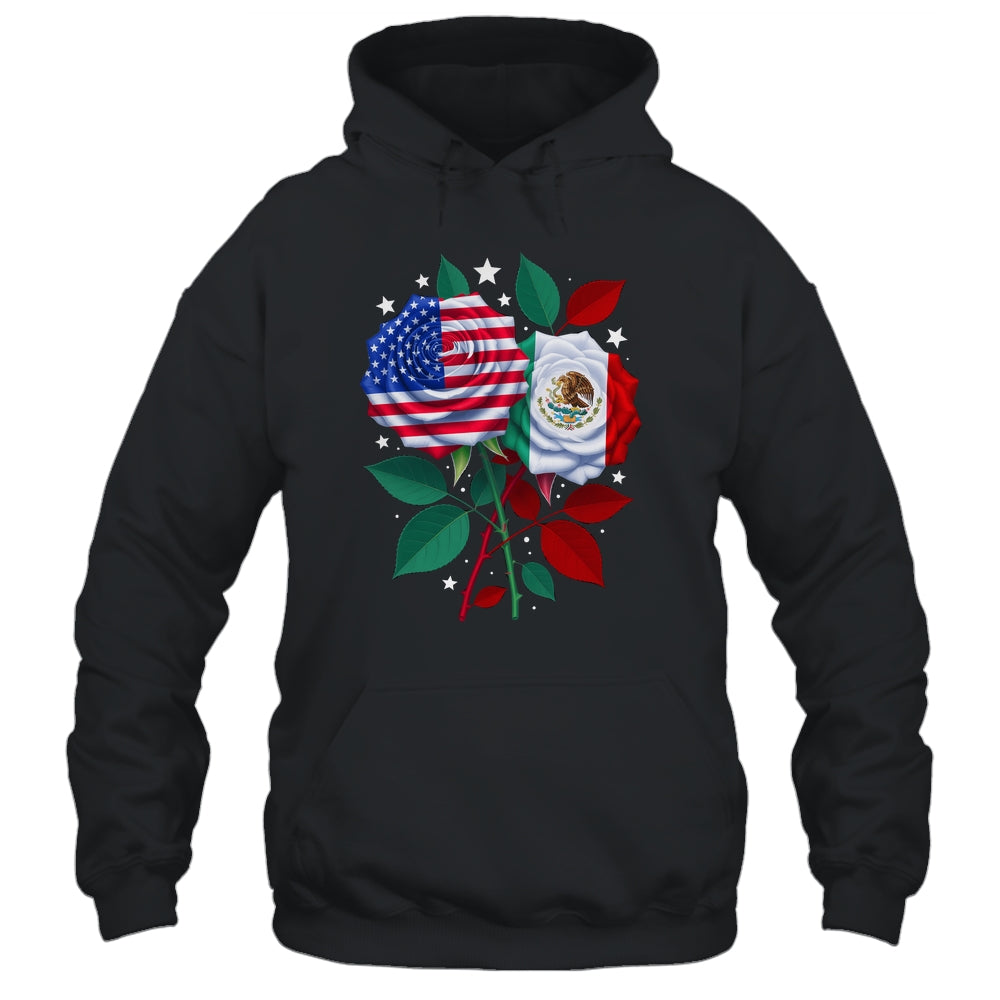 Mexico USA Flag Mexican Flag American Rose Flower Shirt & Hoodie | teecentury