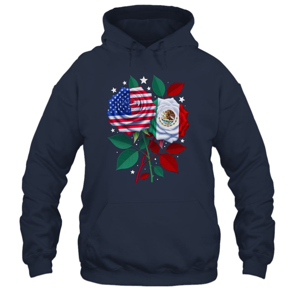 Mexico USA Flag Mexican Flag American Rose Flower Shirt & Hoodie | teecentury