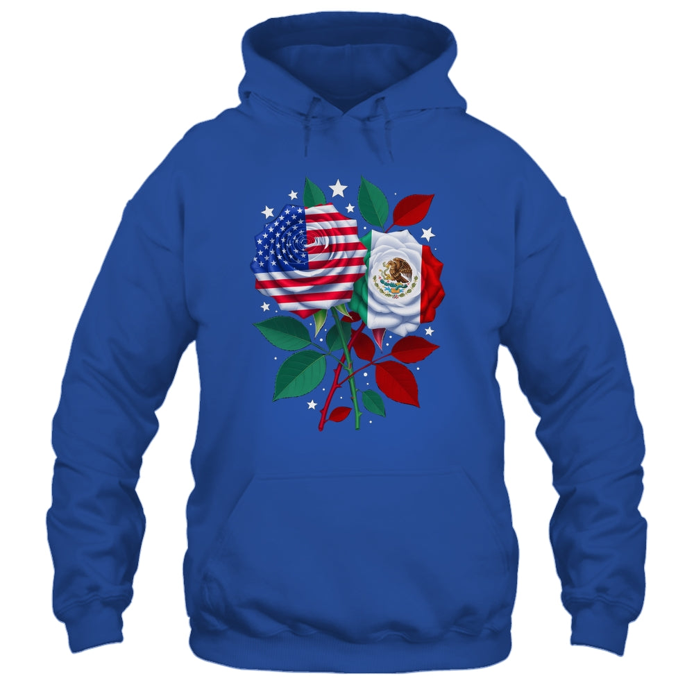 Mexico USA Flag Mexican Flag American Rose Flower Shirt & Hoodie | teecentury