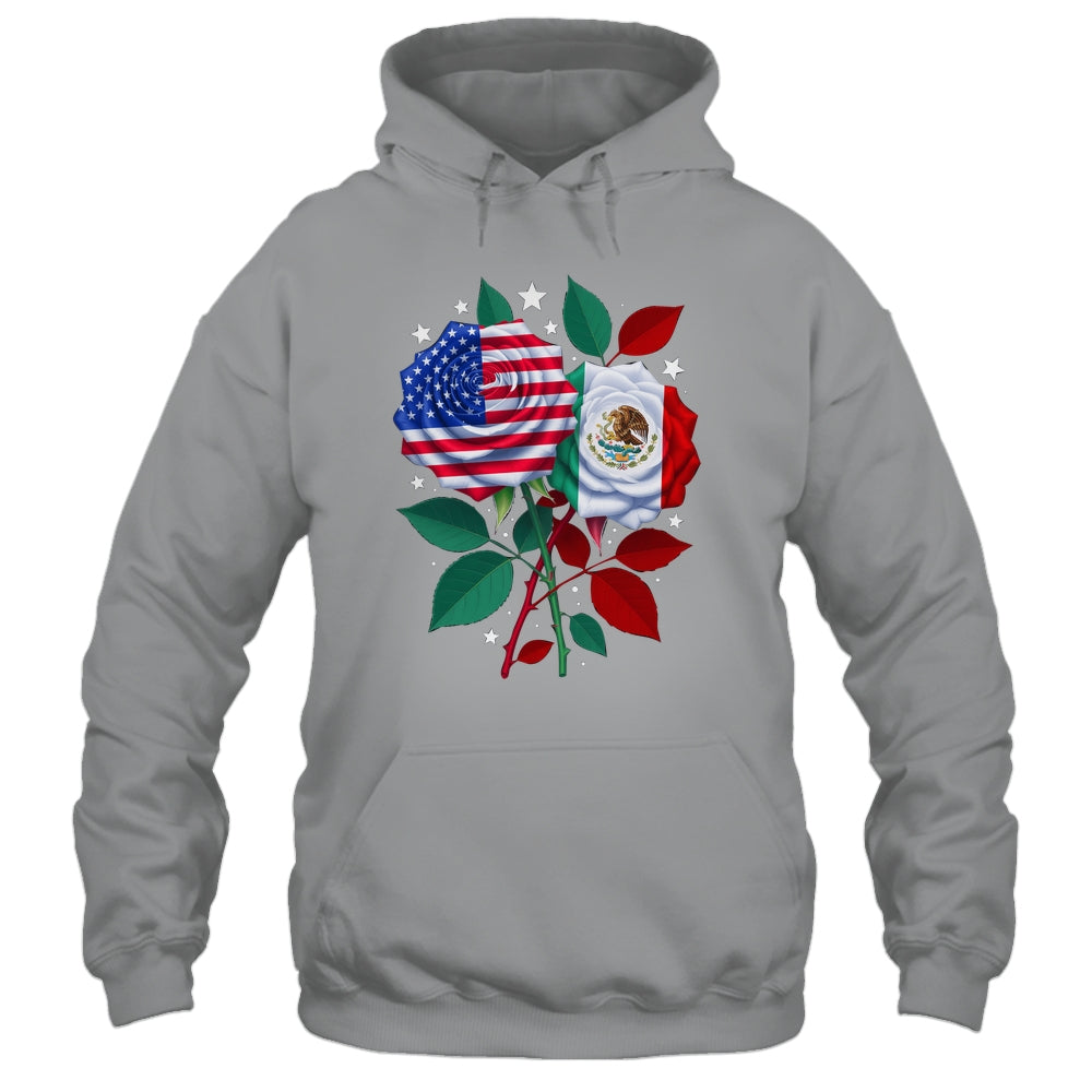 Mexico USA Flag Mexican Flag American Rose Flower Shirt & Hoodie | teecentury