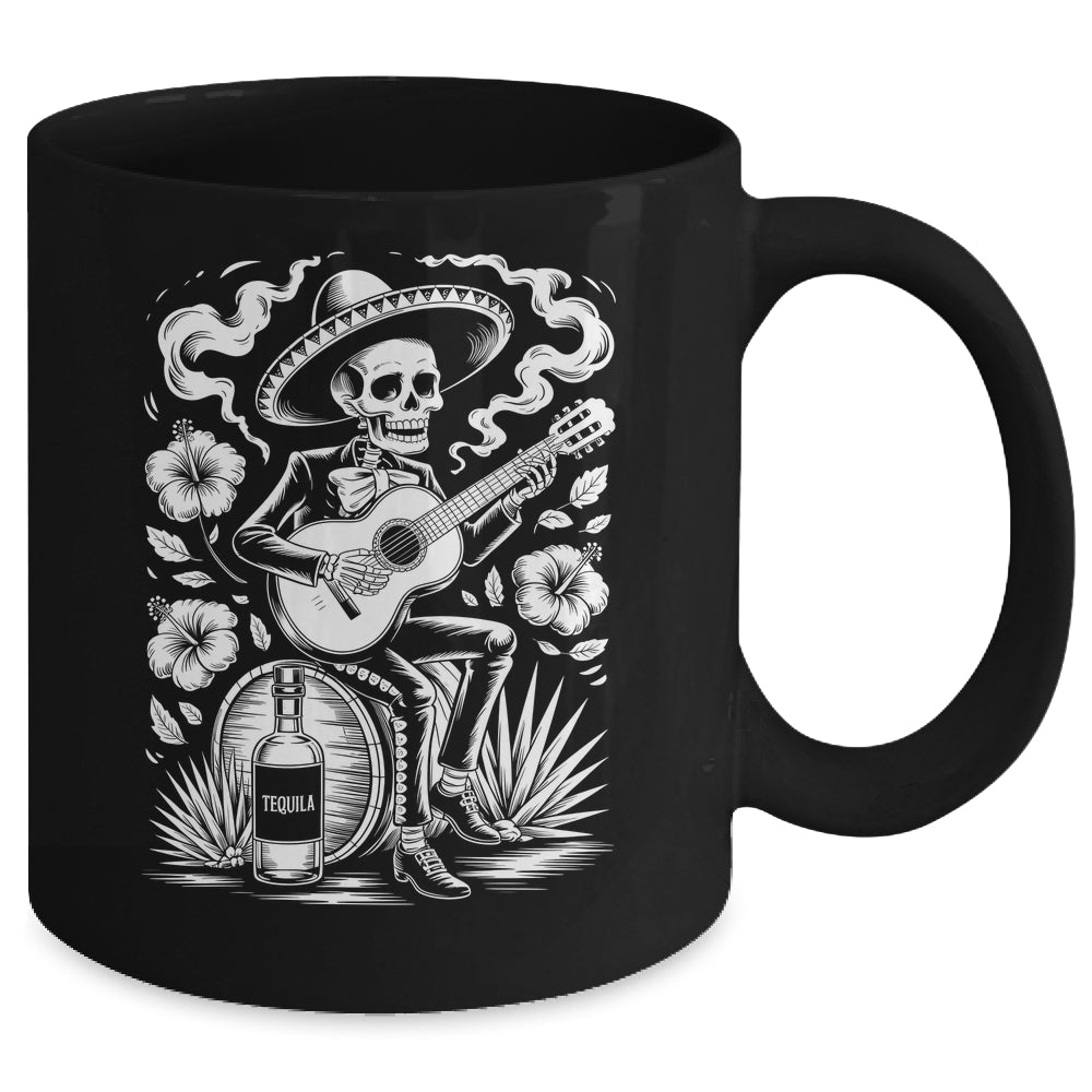 Mexico Vintage Skeleton Guitar Dia De Los Muertos Mexican Mug | teecentury