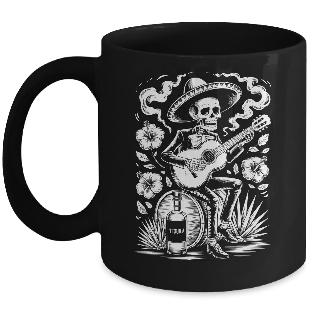 Mexico Vintage Skeleton Guitar Dia De Los Muertos Mexican Mug | teecentury