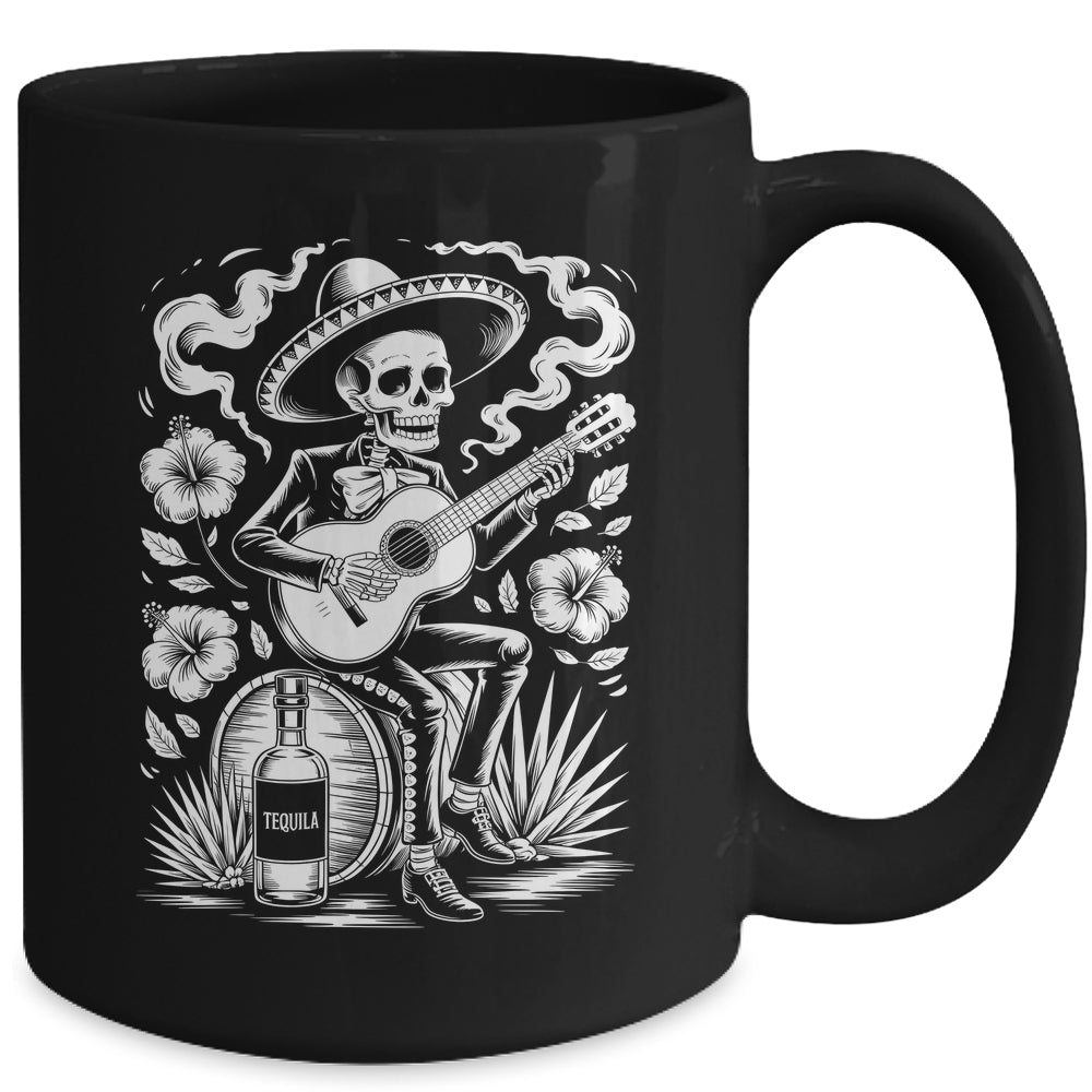 Mexico Vintage Skeleton Guitar Dia De Los Muertos Mexican Mug | teecentury