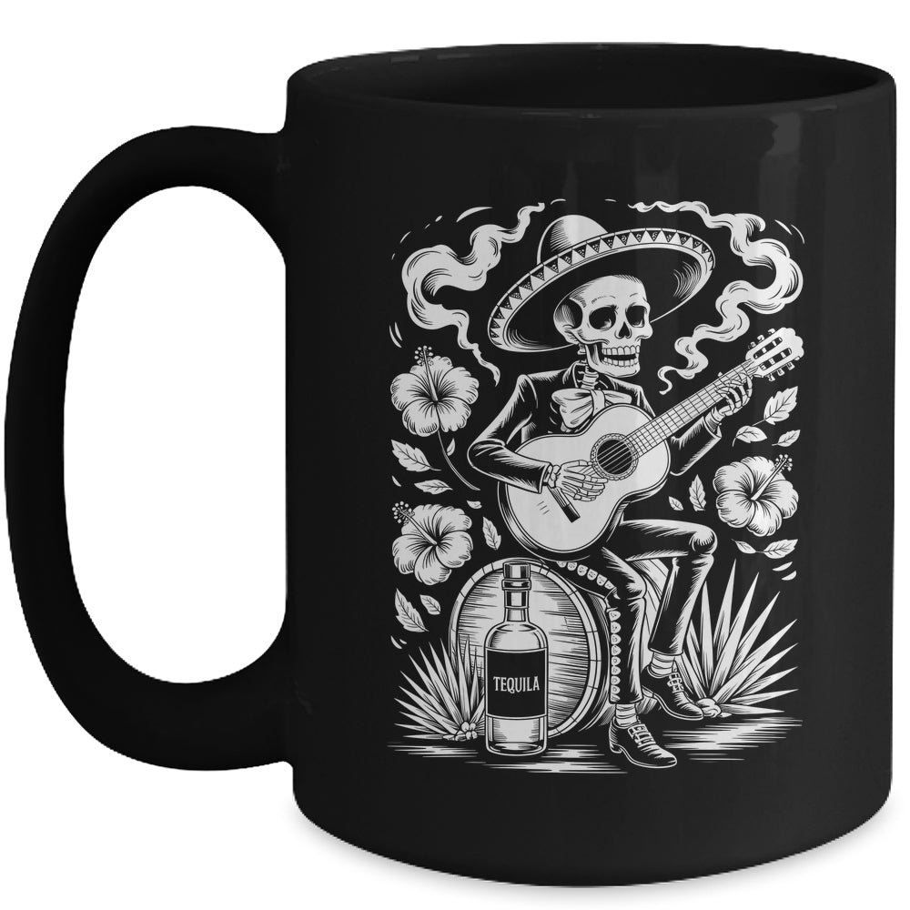 Mexico Vintage Skeleton Guitar Dia De Los Muertos Mexican Mug | teecentury